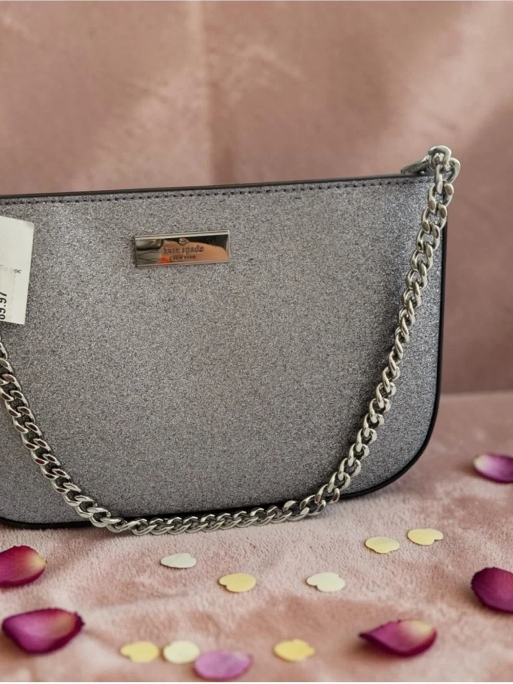 kate spade Silver Metallic Chain Crossbody Bag